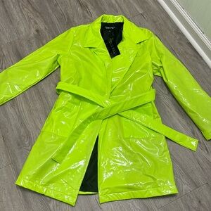 Neon green rain coat from Dolls Kill